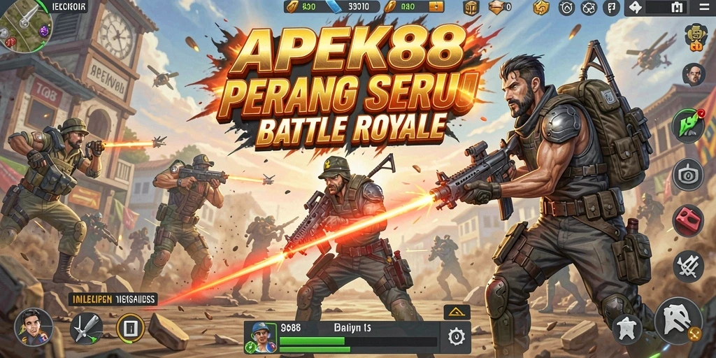 Screenshot APEK88 menampilkan aksi seru di arena Battle Royale.