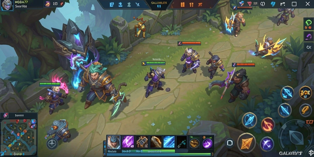 Tangkapan layar utama dari gameplay seru GALAXY77 dalam pertarungan tim.