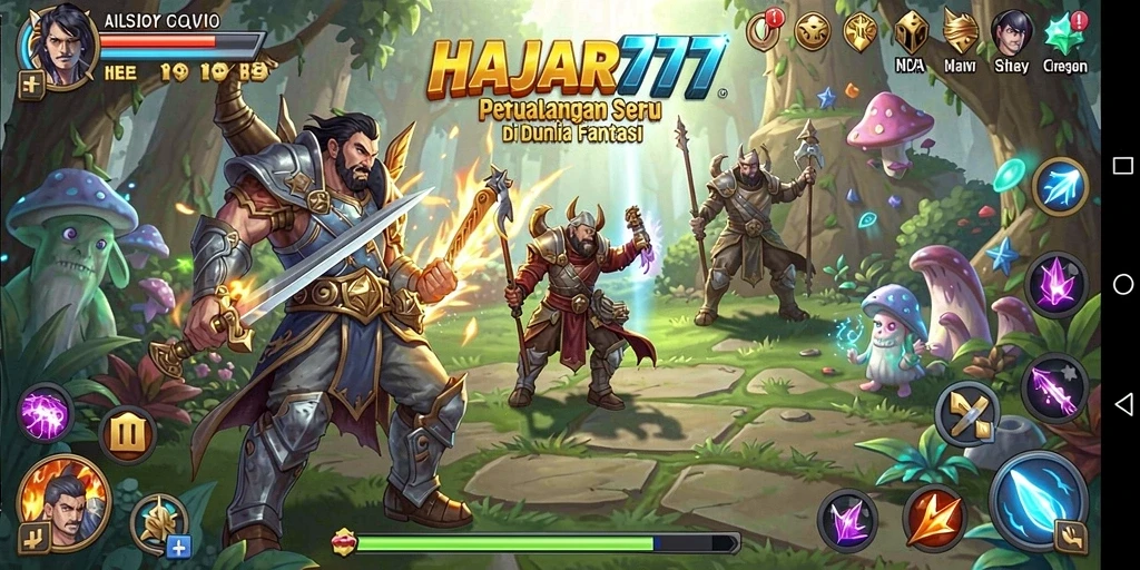 Tangkapan layar dari HAJAR777 yang menampilkan aksi pertempuran RPG yang mendebarkan.