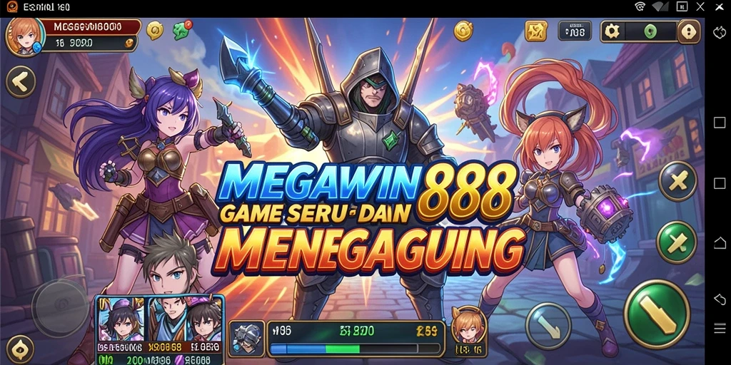 Screenshot gameplay MEGAWIN888 menampilkan pertarungan karakter Anime yang mendebarkan.