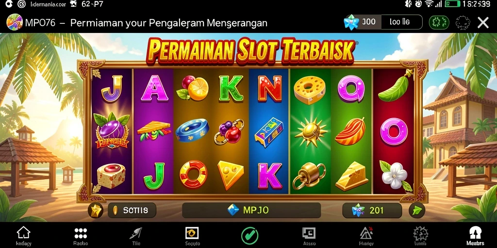 Screenshot MPO76 menunjukkan gameplay Slot yang seru dan penuh warna.
