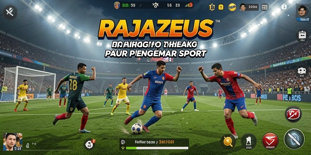 Tampilan gameplay seru di RAJAZEUS dengan pemain beraksi di lapangan.